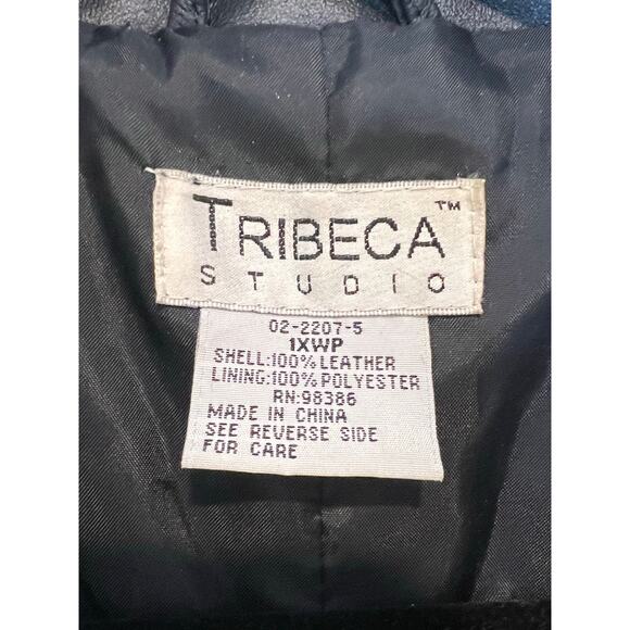 Vintage Tribeca Studio Leather Trench Coat Button Closure 90s Womans Size 1XWP - Picture 4 of 8